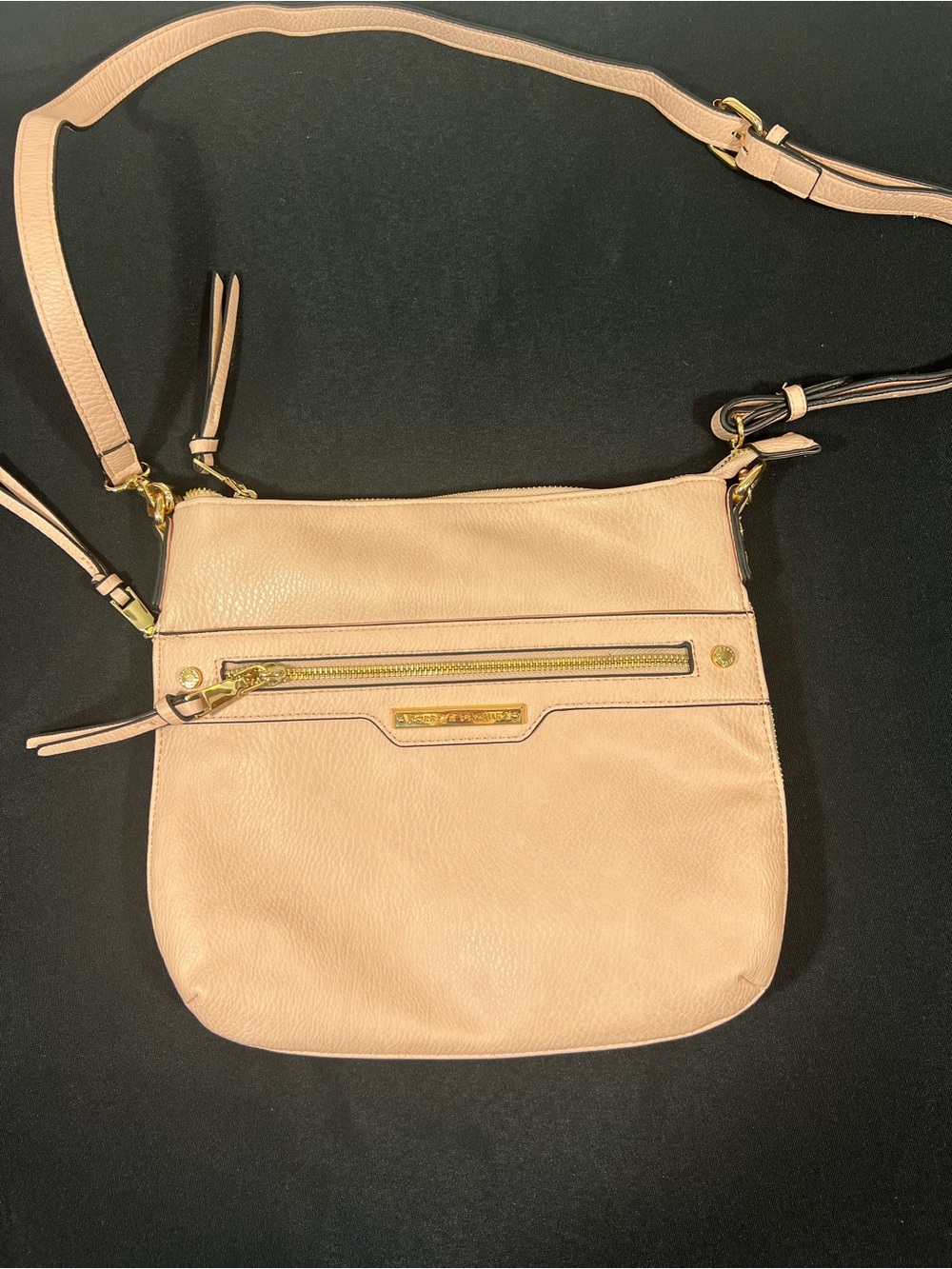 Poppy and Peonies Pebbled Crossbody Bag in Blush